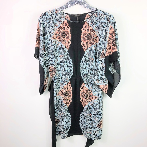 BCBG MAXAZRIA Black Flowy Kimono Sleeve Dress XS - Picture 2 of 8